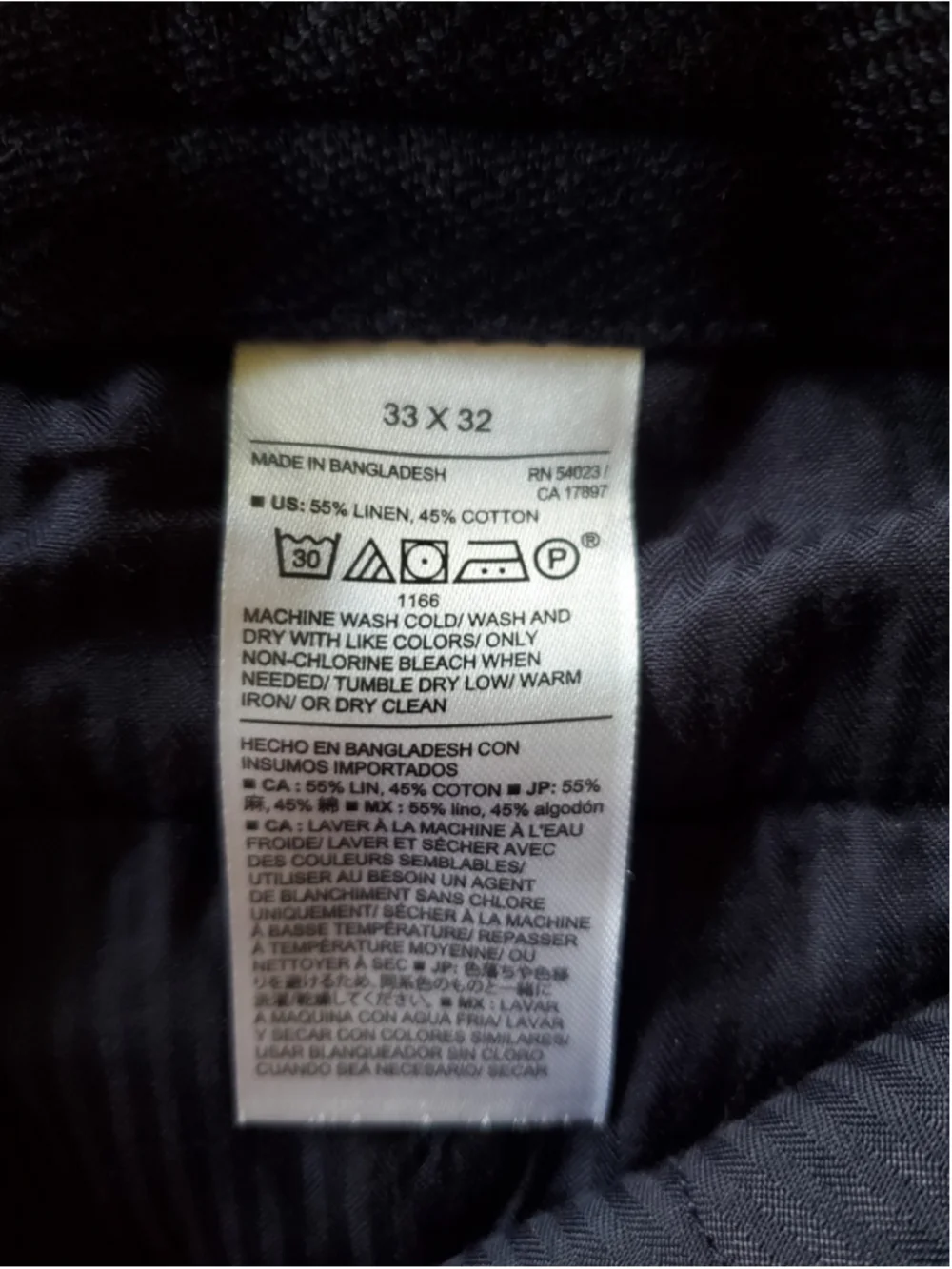 Banana Republic Men's Relaxed Wide Leg Textured Linen Pants Navy Blue 33x32 NWT